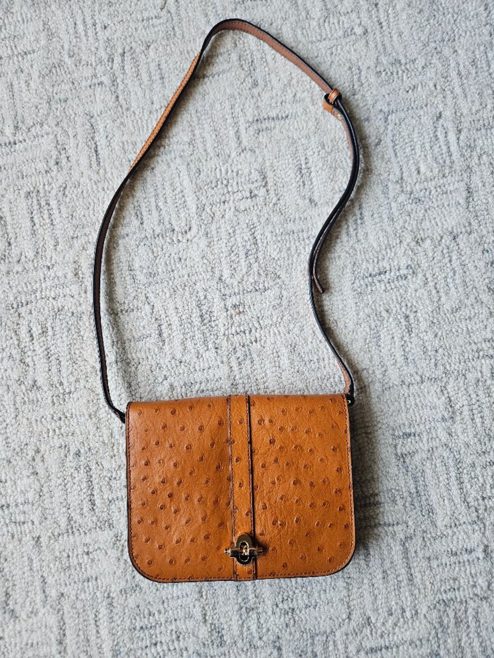 Banana Republic leather tan shoulder crossbody ostrich skin embossed small purse